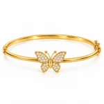 18K gold butterfly lab grown diamond bracelet for women with round diamond wings