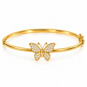 18K gold butterfly lab grown diamond bracelet for women with round diamond wings