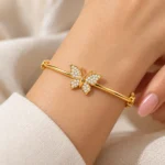 18K Gold Butterfly Pavé Lab Grown Diamond Bracelet for Women - Image 2