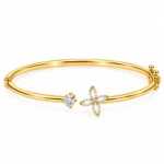 18K gold solitaire four petal lab grown diamond bracelet for women with marquise-cut diamonds