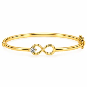 18K gold infinity solitaire lab grown diamond bracelet for women with round-cut diamond