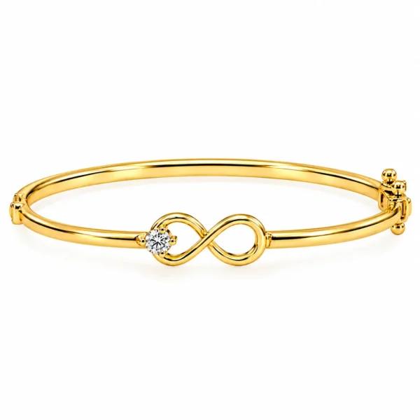18K gold infinity solitaire lab grown diamond bracelet for women with round-cut diamond