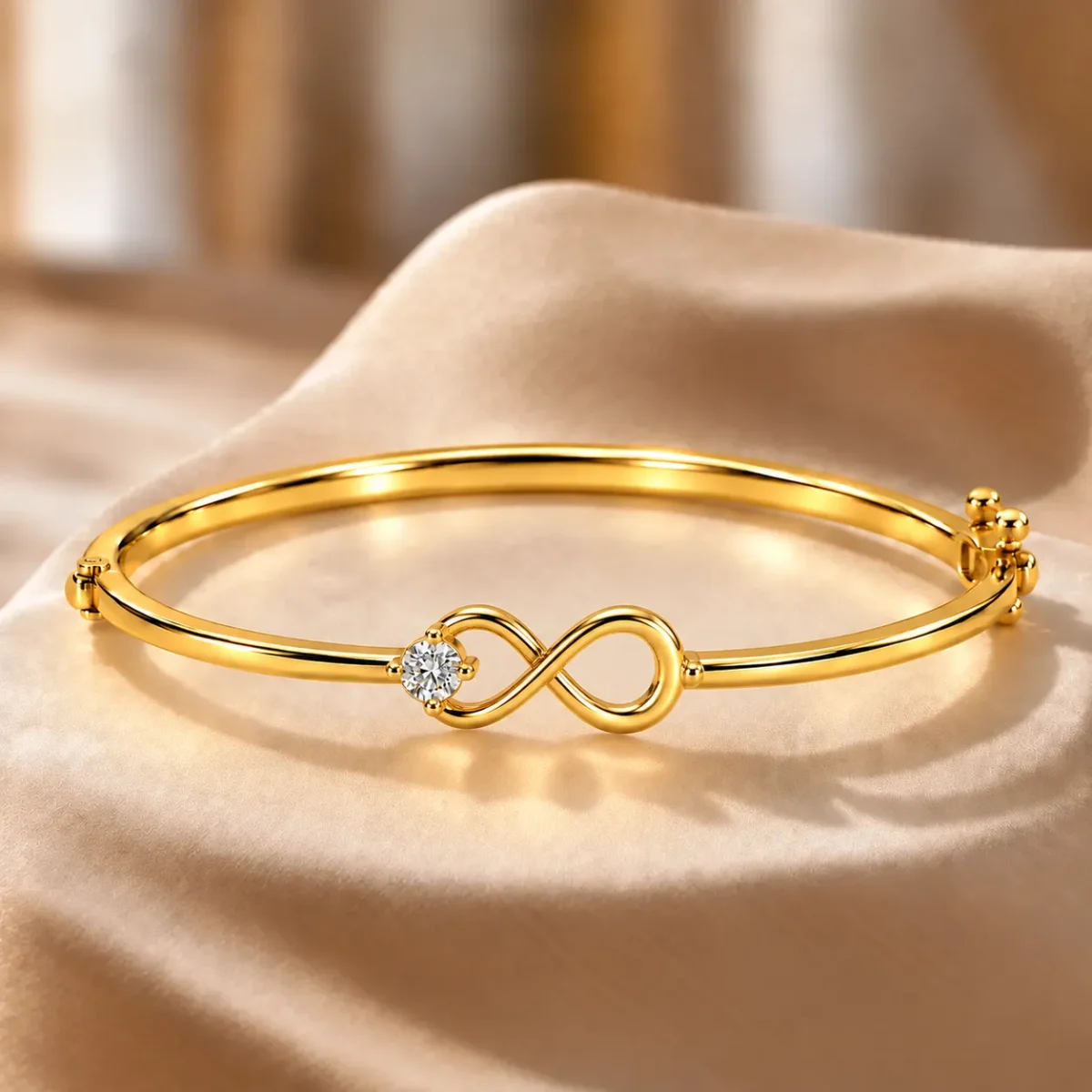 18K Gold Infinity Solitaire Lab Grown Diamond Bracelet for Women - Image 3