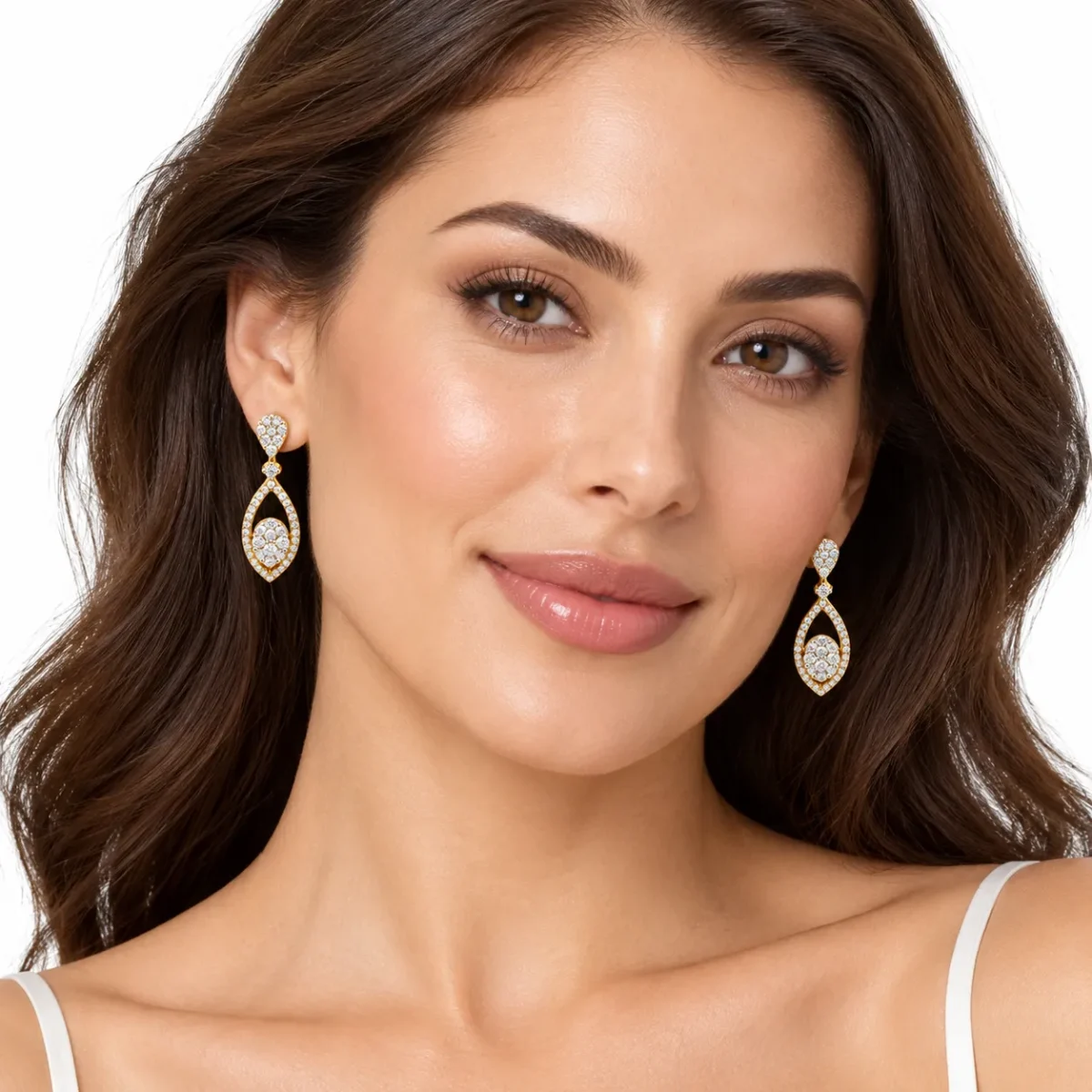 18K Gold Marquise Shape Lab Grown Diamond Drop Earrings for Women - Image 4