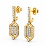 18K Gold Hexagon Lab Grown Diamond Dangle Earrings for Women - Image 2