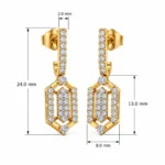18K Gold Hexagon Lab Grown Diamond Dangle Earrings for Women - Image 3