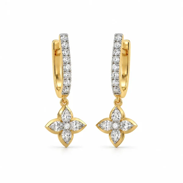0.55 Carat Marquise Cut Lab Grown Diamond Floral Drop Earrings for Women
