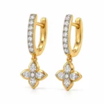 18K Gold Marquise Cut Lab Grown Diamond Floral Drop Earrings for Women - Image 2