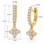 18K Gold Marquise Cut Lab Grown Diamond Floral Drop Earrings for Women - Image 3
