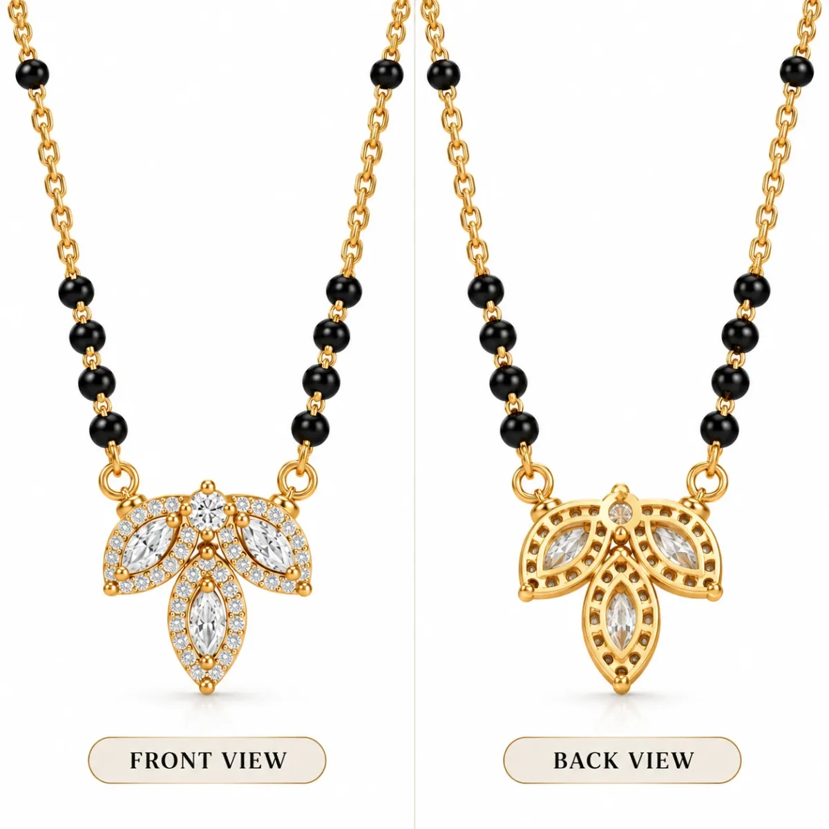18K Gold Marquise Lab-Grown Diamond Mangalsutra - Image 3