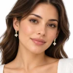18K Gold Marquise Cut Lab Grown Diamond Floral Drop Earrings for Women - Image 4