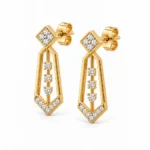 18K Gold Geometric Lab Grown Diamond Dangle Earrings for Women - Image 2