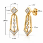 18K Gold Geometric Lab Grown Diamond Dangle Earrings for Women - Image 3