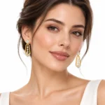 18K Gold Geometric Lab Grown Diamond Dangle Earrings for Women - Image 4