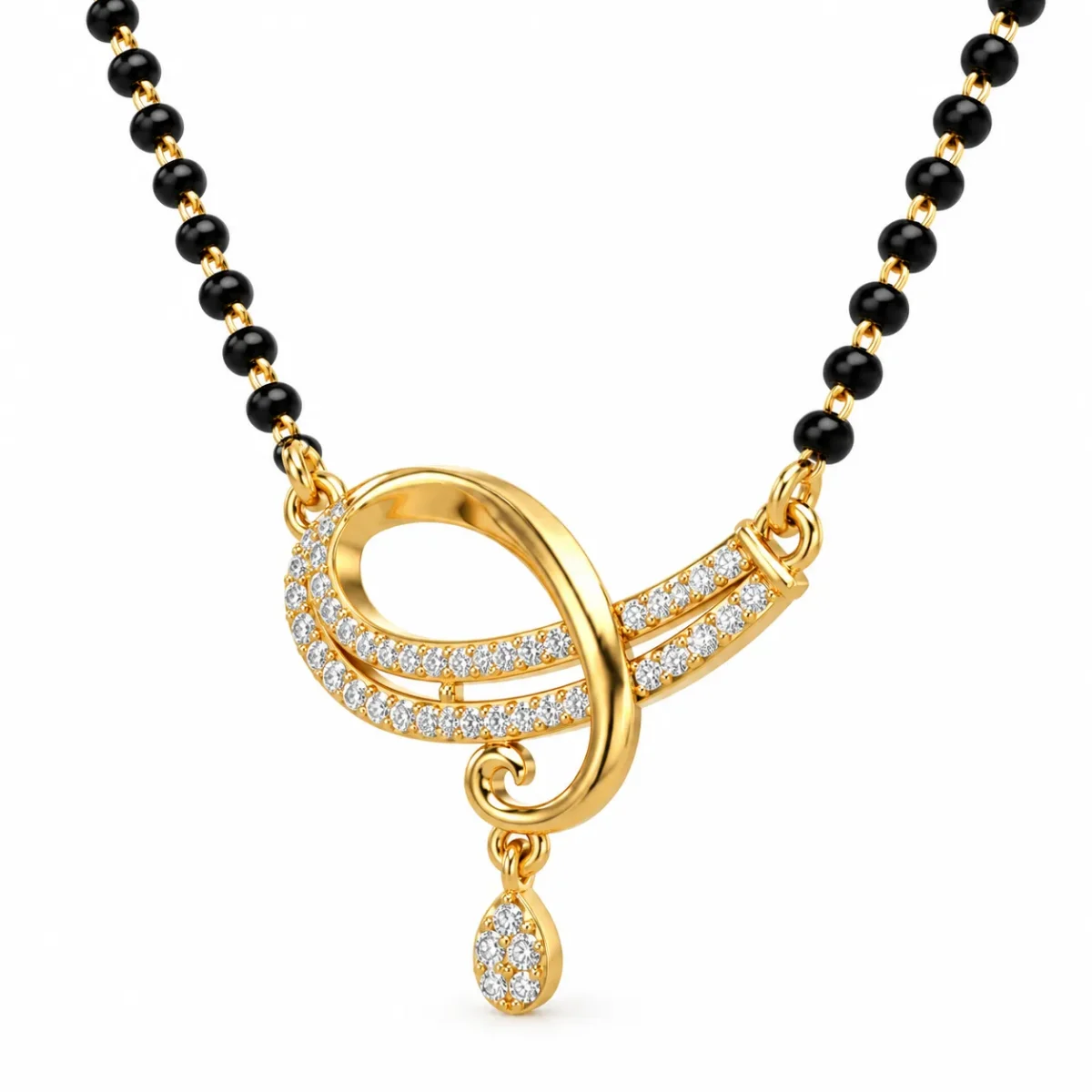 18K Gold Twisted Lab Grown Diamond Mangalsutra - Image 2