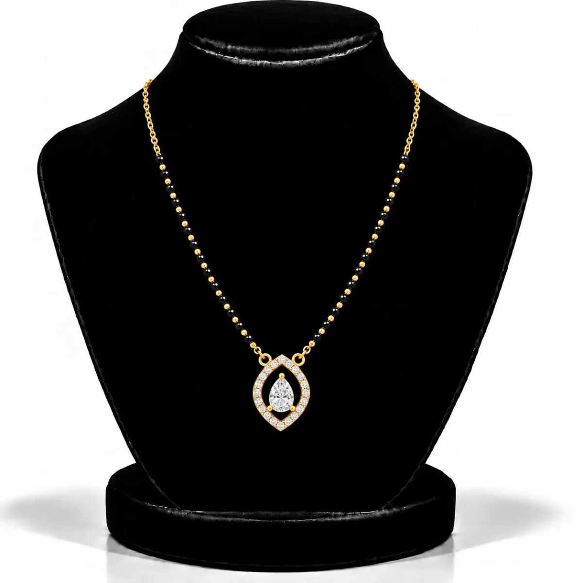 18K Gold Pear Solitaire Lab Grown Diamond Mangalsutra - Image 5