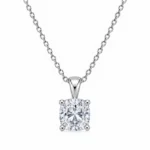 925 Sterling Silver Cushion Cut Solitaire Moissanite Pendant for Women with Four-Prong Setting