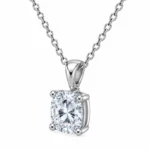 925 Sterling Silver Square Cushion Cut Solitaire Moissanite Pendant for Women - Image 2