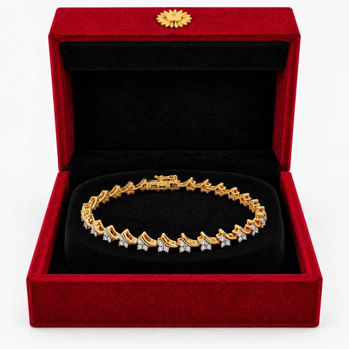 18K Gold Floral Lab Grown Diamond Tennis Bracelet for Women