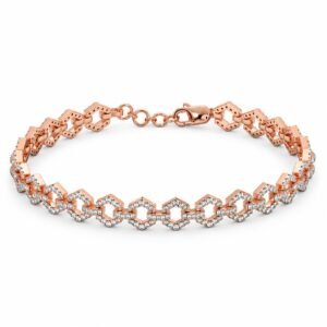 18K Gold Interlocking Lab Grown Diamond Tennis Bracelet for Women