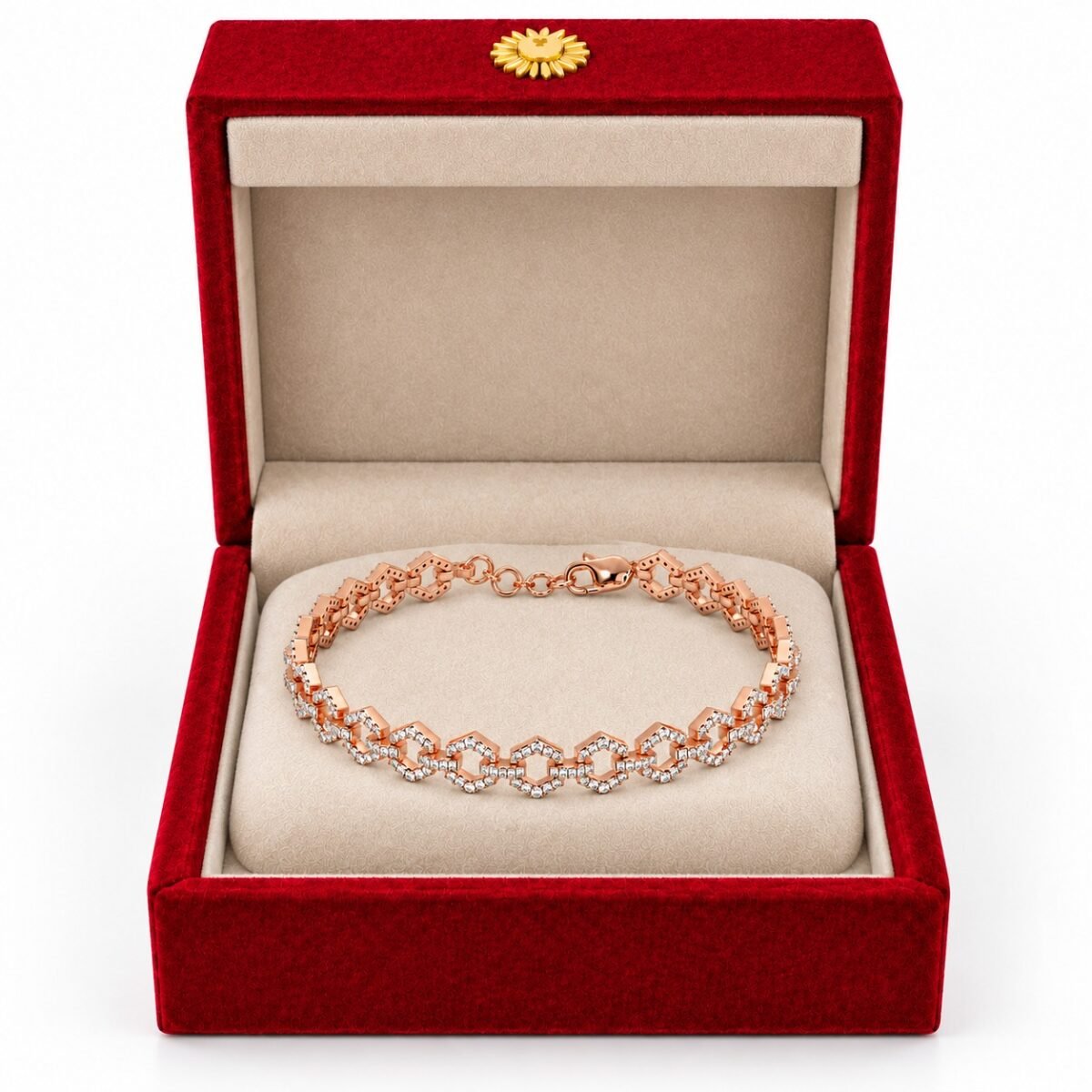 18K Gold Interlocking Lab Grown Diamond Tennis Bracelet for Women