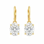 Yellow Gold Oval Cut Lab Grown Diamond Drop Earrings