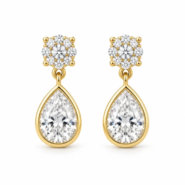 3 Carat Pear Shape Lab Grown Diamond Earrings for Women