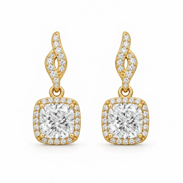 1.64 Carat Cushion Shape Lab Grown Diamond Earrings for Women