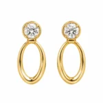 Round Cut Lab Grown Diamond Oval Drop Earrings for Women