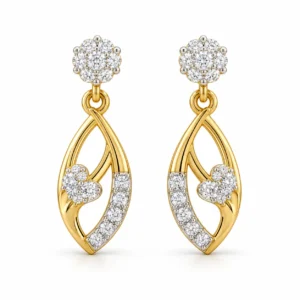 1 Carat Round Cut Floral Leaf Lab Grown Diamond Earrings for Women