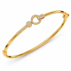 18K Gold Bow Circle Lab Grown Diamond Bracelet for Women