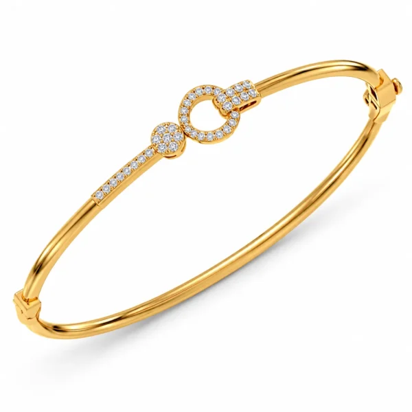 18K Gold Bow Circle Lab Grown Diamond Bracelet for Women