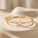 18K Gold Bow Circle Lab Grown Diamond Bracelet for Women - Image 3