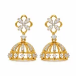 1 Carat Floral Lab Grown Diamond Jhumka Earrings for Women