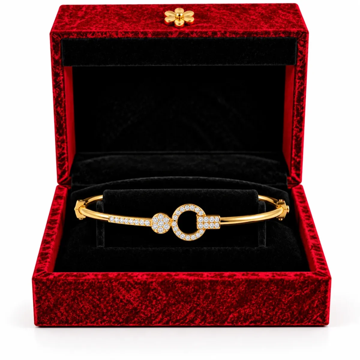 18K Gold Bow Circle Lab Grown Diamond Bracelet for Women - Image 4
