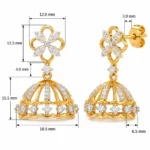 18K Gold Floral Lab Grown Diamond Jhumka Earrings for Women - Image 3