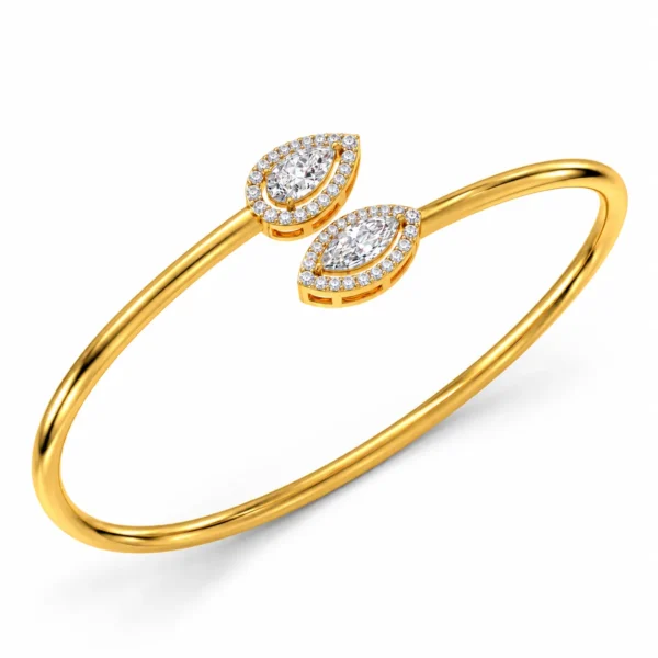 18K Gold Twin Marquise Halo Lab Grown Diamond Bracelet for Women