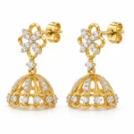 18K Gold Floral Lab Grown Diamond Jhumka Earrings for Women - Image 2