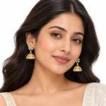 18K Gold Floral Lab Grown Diamond Jhumka Earrings for Women - Image 4