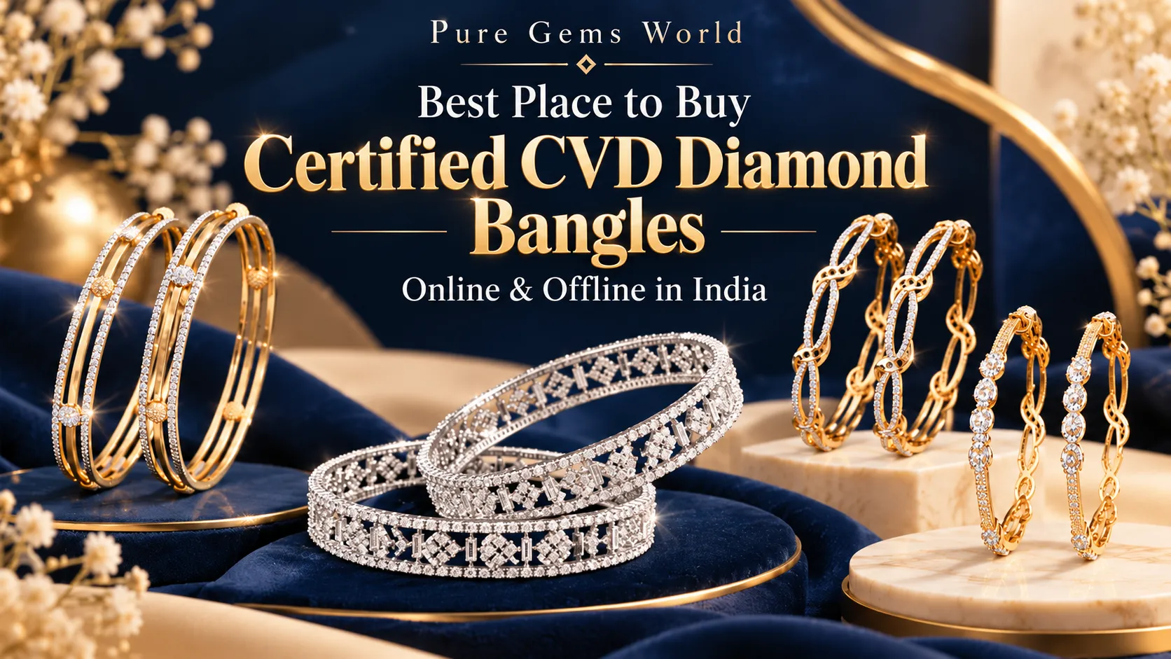 certified CVD diamond bangles online and offline in India by Pure Gems World
