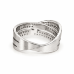 Back view of Infinity Moissanite Diamond Ring in 925 Sterling Silver showing smooth silver bands and the inner stone-setting structure.