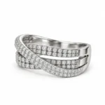 Opposite side angle of Infinity Moissanite Diamond Ring in 925 Sterling Silver showing pavé-set Moissanite stones and overlapping bands.