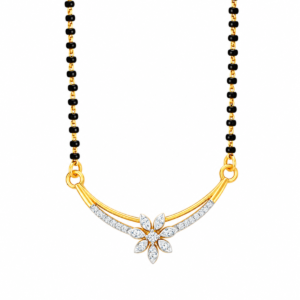18K Gold Petal Lab-Grown Diamond Mangalsutra with 0.65 Carat E-F VS1 Diamonds