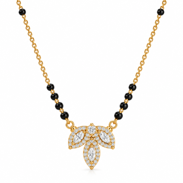 18K Gold Marquise Lab-Grown Diamond Mangalsutra with 1.36 Carat Diamonds