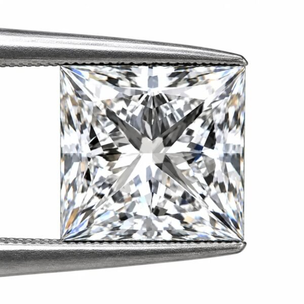 Princess Cut IGI Certified CVD Lab Grown Diamond with brilliant square shape and sparkling facets at Pure Gems World.