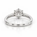 Back view of Radiant Solitare Lab Grown Diamond Solitaire Ring showing six-prong setting and polished white gold band