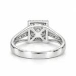 Back view of Royal Quadra Moissanite Silver Ring showing its open gallery setting and polished 925 sterling silver band.