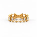 Royal Tiara Marquise Diamond Eternity Ring in yellow gold featuring sparkling marquise-cut diamonds and an elegant crown-inspired design, front view.