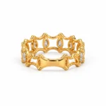 Back view of Royal Tiara Marquise Diamond Eternity Ring showing its polished yellow gold band, openwork crown design, and marquise diamond settings.