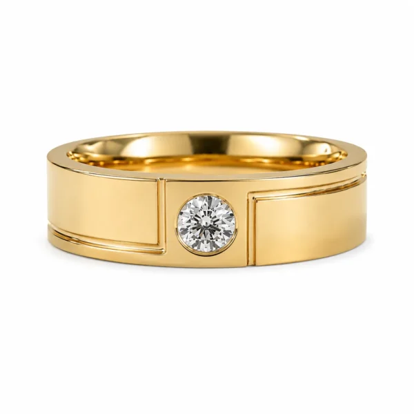 Signature Solitaire Lab Grown Diamond Ring for Men in Yellow Gold